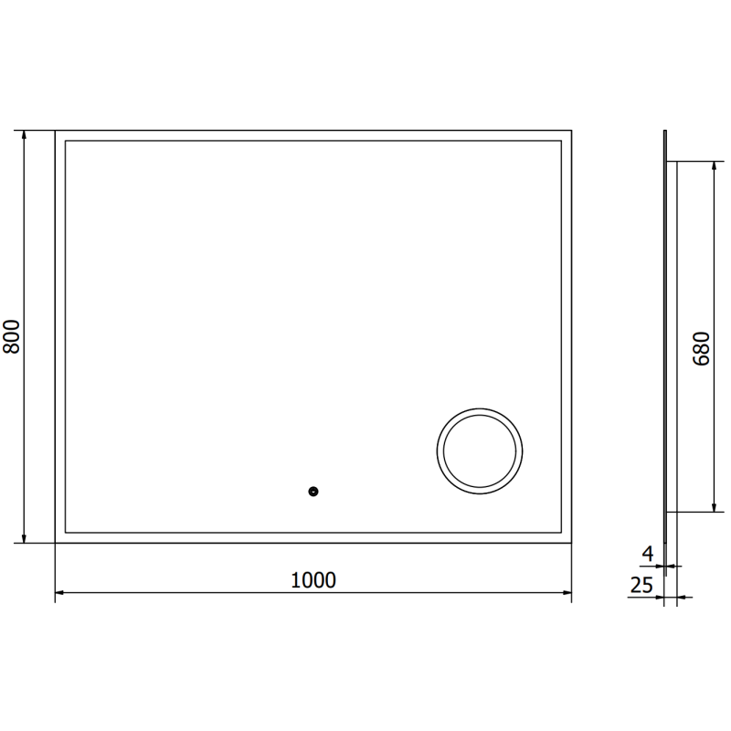 Mexen Kala apšviestas vonios veidrodis su kosmetiniu veidrodėliu 100 x 80 cm, LED 6000K, priešrasinis - 9820-100-080-611-00