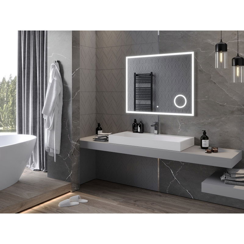 Mexen Kala apšviestas vonios veidrodis su kosmetiniu veidrodėliu 100 x 80 cm, LED 6000K, priešrasinis - 9820-100-080-611-00