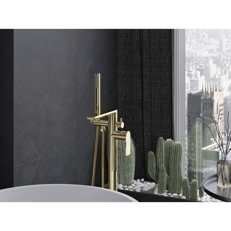 Mexen Leda laisvai stovinti vonios maišytuvas, auksinė - 75633-50