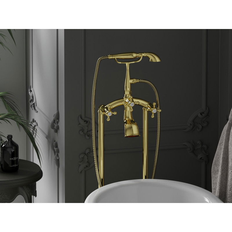 Mexen Retro laisvai pastatoma vonios maišytuvas, auksinė - 75933-50