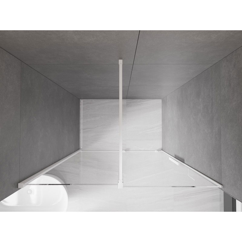 Mexen Velar stumdomos dušo durys 140 cm, skaidrios, baltos - 871-140-000-01-20