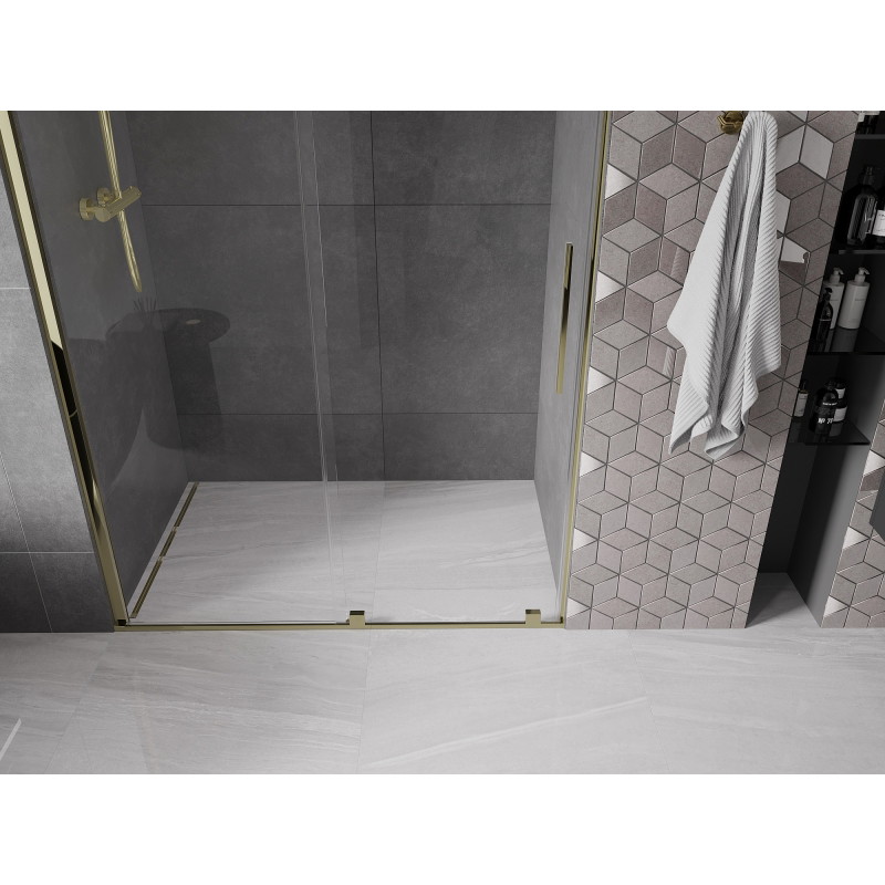 Mexen Velar stumtieji dušo durys 160 cm, skaidrus, auksiniai - 871-160-000-01-50