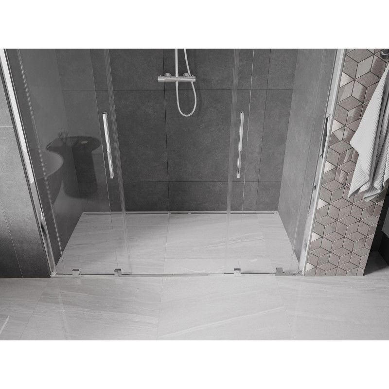 Mexen Velar Duo stumdomos dušo durys 200 cm, permatomos, chromas - 871-200-000-02-01