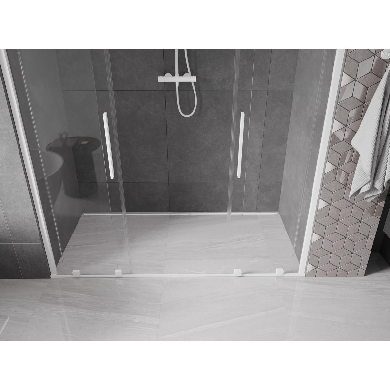 Mexen Velar Duo stumdomos dušo durys 170 cm, permatomos, baltos - 871-170-000-02-20