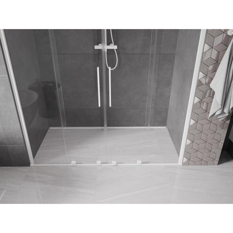 Mexen Velar Dvigubos stumdomos dušo durys 180 cm, skaidrios, baltos - 871-180-000-02-20