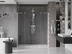 Mexen Velar Dvigubos stumdomos dušo durys 180 cm, permatomos, baltos - 871-180-000-02-20