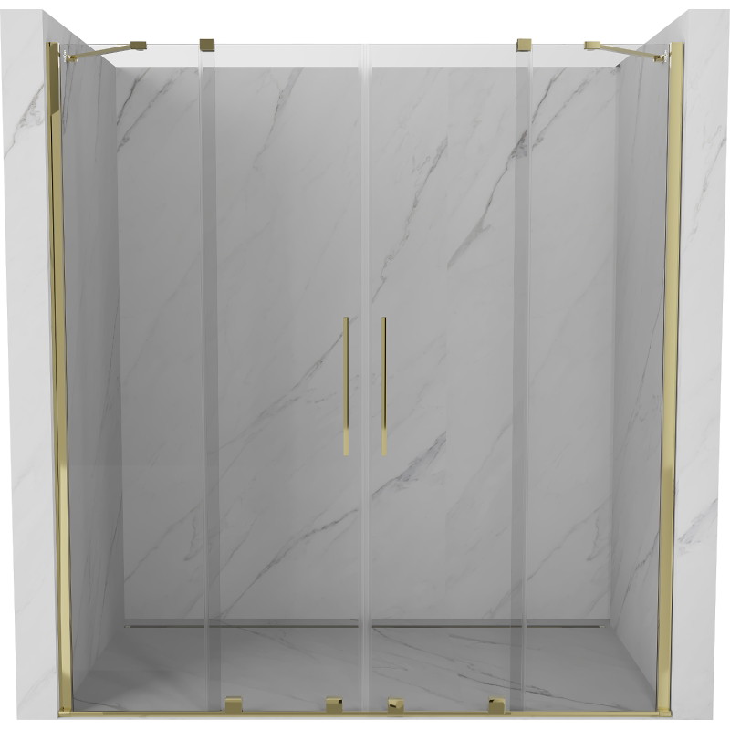 Mexen Velar Dvigubos slankiosios dušo durys 180 cm, permatomos, auksinės - 871-180-000-02-50