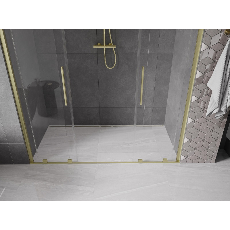 Mexen Velar Dvigubos dušo durys stumdomos 170 cm, permatomos, auksinės šlifuotos - 871-170-000-02-55