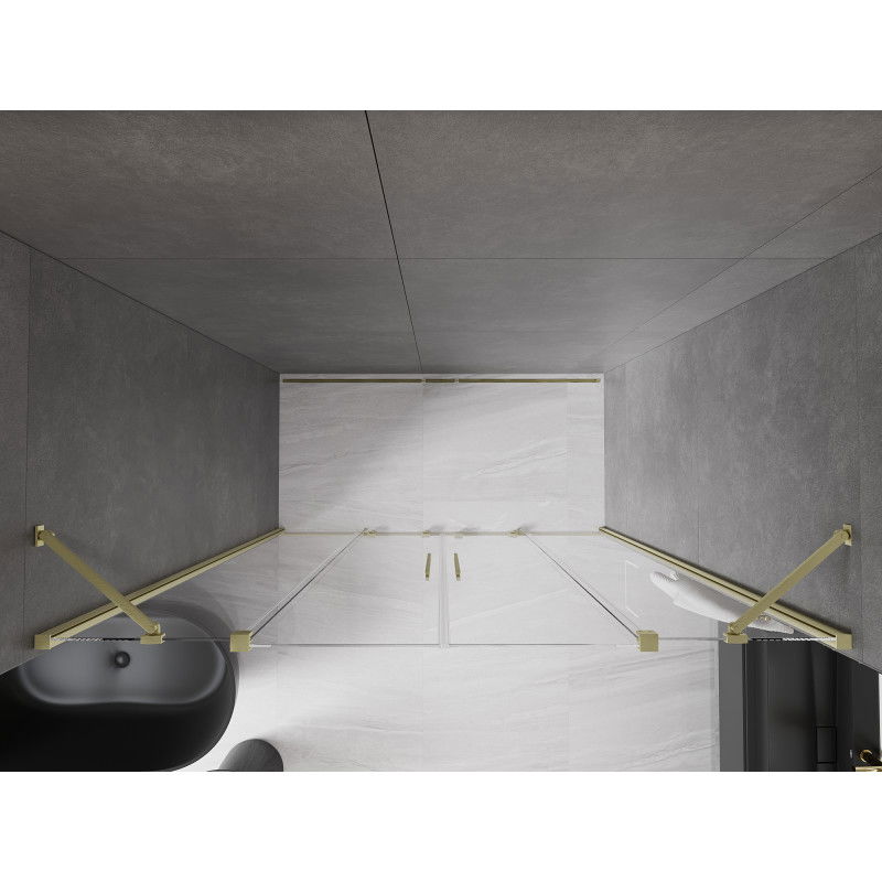 Mexen Velar Duo stumdomos dušo durys 170 cm, permatomos, šlifuotas auksas - 871-170-000-02-55