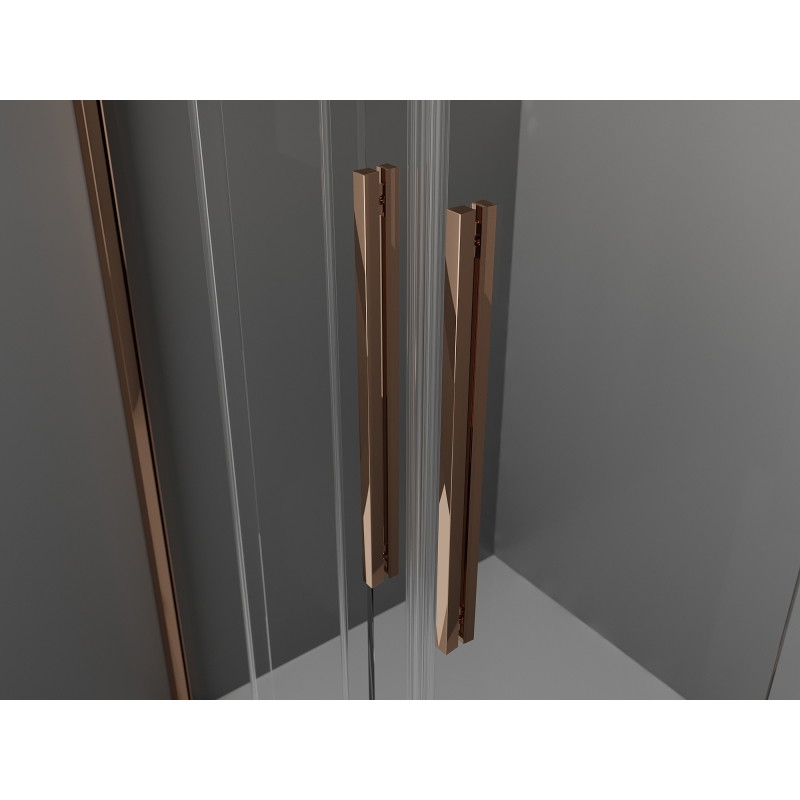 Mexen Velar Dvigubos dušo durys stumdomos 180 cm, skaidrios, rožinis auksas - 871-180-000-02-60