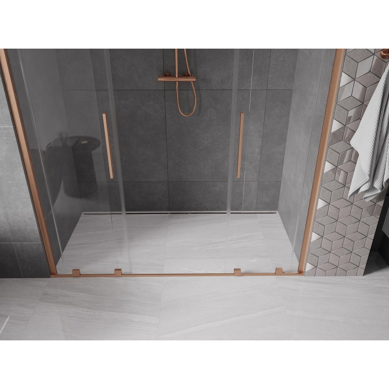 Mexen Velar Dvigubos stumdomos dušo durys 170 cm, permatomos, valcuotos varinės - 871-170-000-02-65