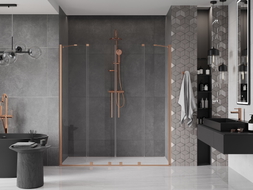 Mexen Velar Dvigubos dušo slankiojančios durys 180 cm, skaidrios, šepečiu varinė - 871-180-000-02-65