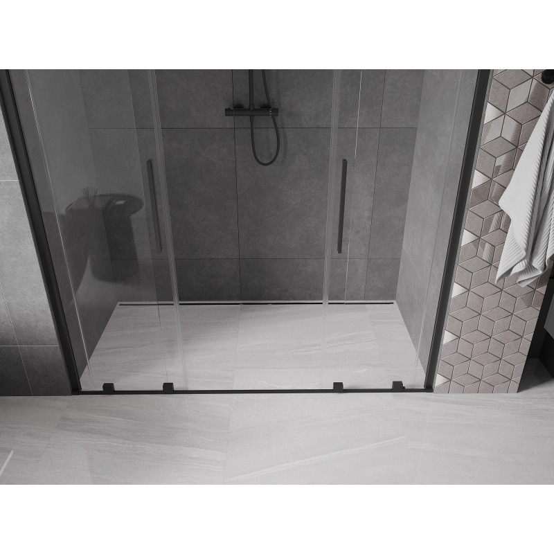 Mexen Velar Duo stumdomosios dušo durys, 200 cm, skaidrios, juodos - 871-200-000-02-70