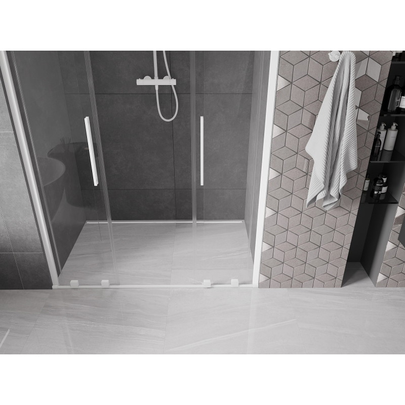 Mexen Velar Dvigubos dušo durys, 160 cm, skaidrios, baltos - 871-160-000-02-20