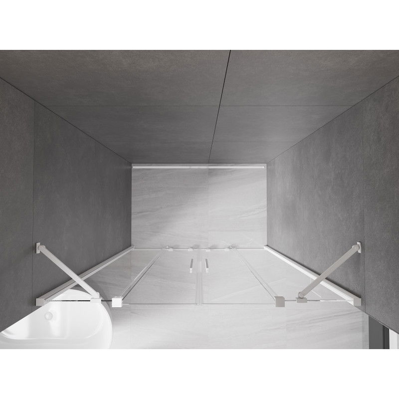 Mexen Velar Duo stumdomos dušo durys 160 cm, permatomos, baltos - 871-160-000-02-20