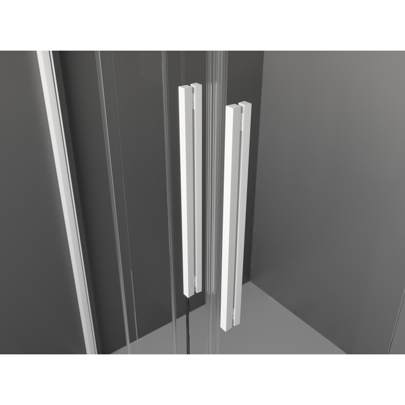 Mexen Velar Dvigubos dušo durys, stumdomos 150 cm, permatomos, baltos - 871-150-000-02-20