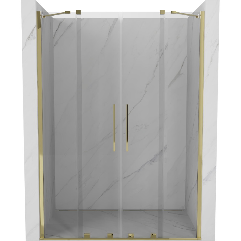Mexen Velar Dvigubos slankiojamos dušo durys, 140 cm, skaidrios, auksinės - 871-140-000-02-50