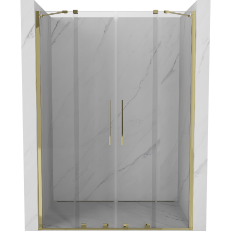 Mexen Velar Dvigubos slankiojamos dušo durys, 140 cm, skaidrios, auksinės - 871-140-000-02-50