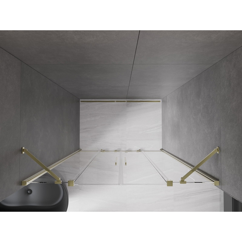 Mexen Velar Duo slankiojančios dušo durys 150 cm, permatomos, auksinės - 871-150-000-02-50