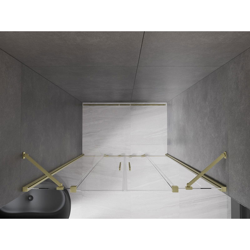 Mexen Velar Duo stumdomos dušo durys 140 cm, skaidrios, auksinės šlifuotos - 871-140-000-02-55