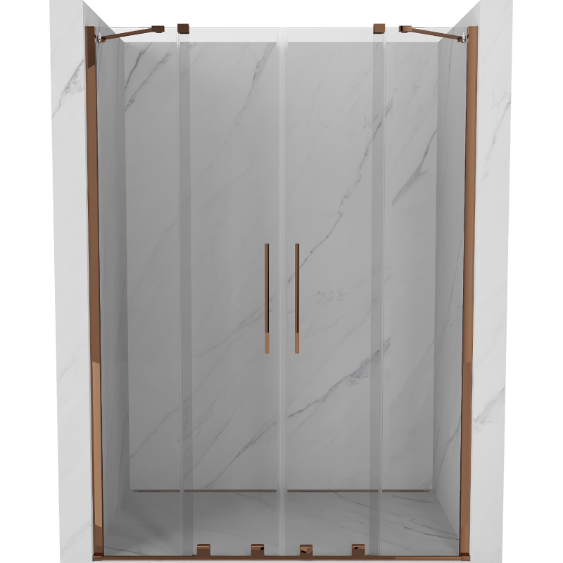 Mexen Velar Duo stumdomos dušo durys 140 cm, skaidrios, rožinis auksas - 871-140-000-02-60