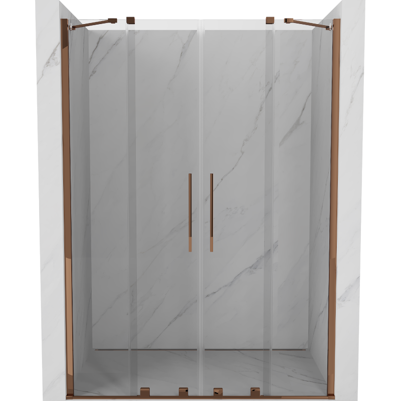 Mexen Velar Duo slankiojančios dušo durys 150 cm, permatomos, rožinis auksas - 871-150-000-02-60