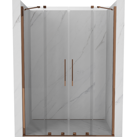 Mexen Velar Duo slankiojančios dušo durys 150 cm, permatomos, rožinis auksas - 871-150-000-02-60