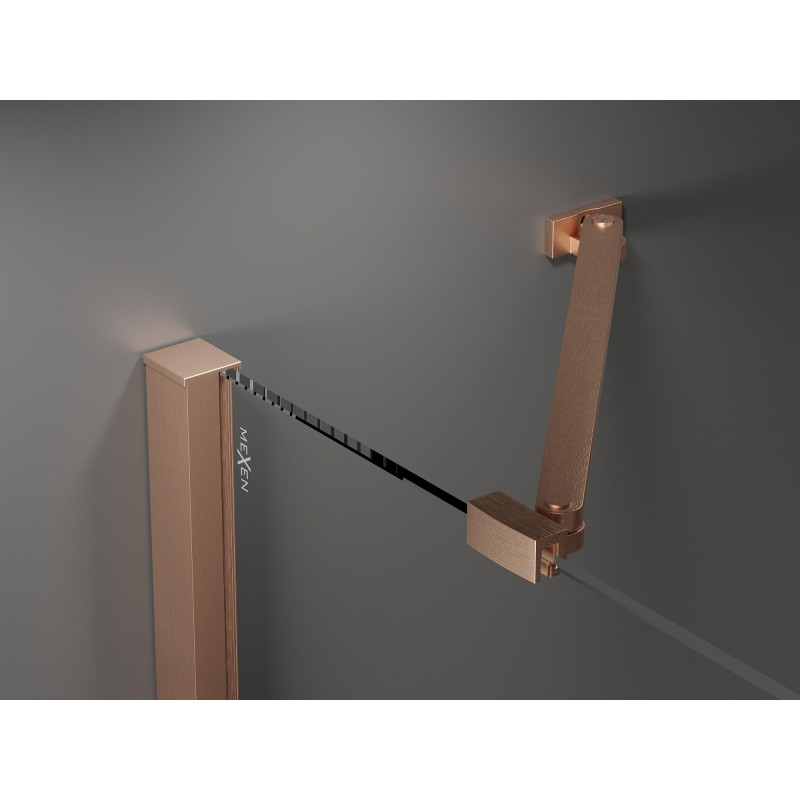 Mexen Velar Dvigubos stumdomosios dušo durys 140 cm, skaidrios, šlifuotas varis - 871-140-000-02-65