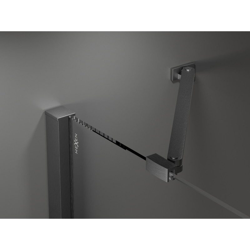 Mexen Velar „Duo“ stumdomos dušo durys, 140 cm, skaidrios, gun gray šlifuotos - 871-140-000-02-66