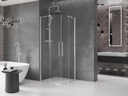 Mexen Velar Duo stumdoma dušo kabina 90 x 90 cm, Skaidrus, chromo - 871-090-090-02-01