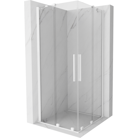 Mexen Velar Duo stumdomas dušo kabina 90 x 90 cm, skaidrus, baltas - 871-090-090-02-20