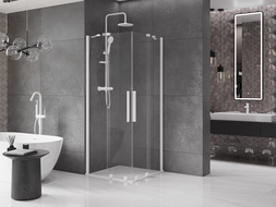 Mexen Velar Duo stumdoma dušo kabina 90 x 90 cm, Skaidrus, balta - 871-090-090-02-20