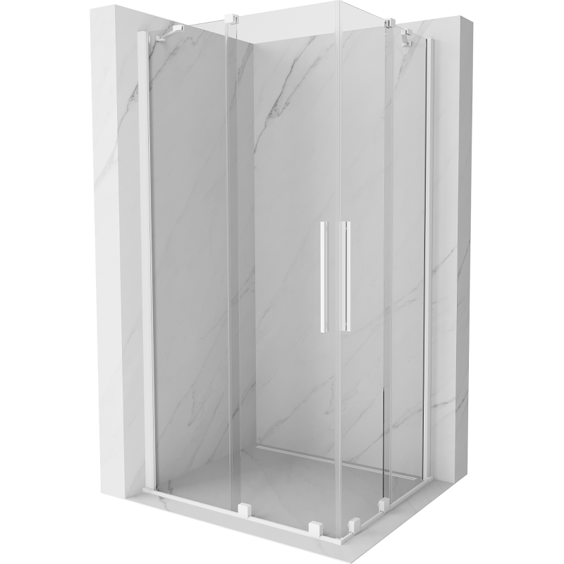 Mexen Velar Duo slankiojama dušo kabina 90 x 80 cm, skaidri, balta - 871-090-080-02-20