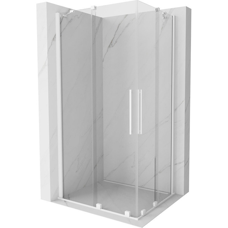 Mexen Velar Duo stumdomos dušo kabinos 100 x 90 cm, permatomos, baltos - 871-100-090-02-20