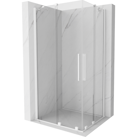 Mexen Velar Duo stumdomos dušo kabinos 100 x 90 cm, permatomos, baltos - 871-100-090-02-20