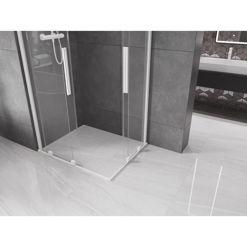 Mexen Velar Duo stumdomos dušo kabinos 100 x 90 cm, permatomos, baltos - 871-100-090-02-20