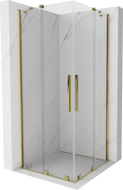 Mexen Velar Dviguba slankiojamoji dušo kabina 80 x 80 cm, skaidri, auksinė - 871-080-080-02-50