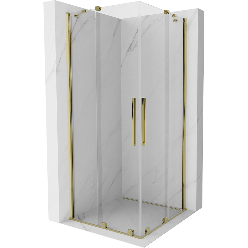 Mexen Velar Duo stumdomos dušo durys 90 x 90 cm, skaidrios, auksinės - 871-090-090-02-50