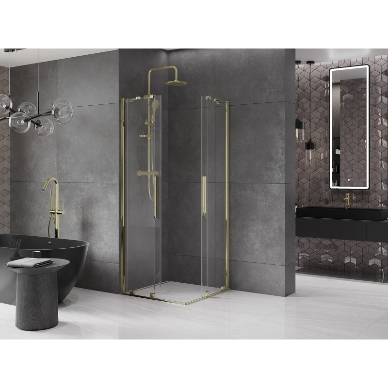 Mexen Velar Duo stumdomas dušo kabina 90 x 90 cm, skaidri, auksinė - 871-090-090-02-50