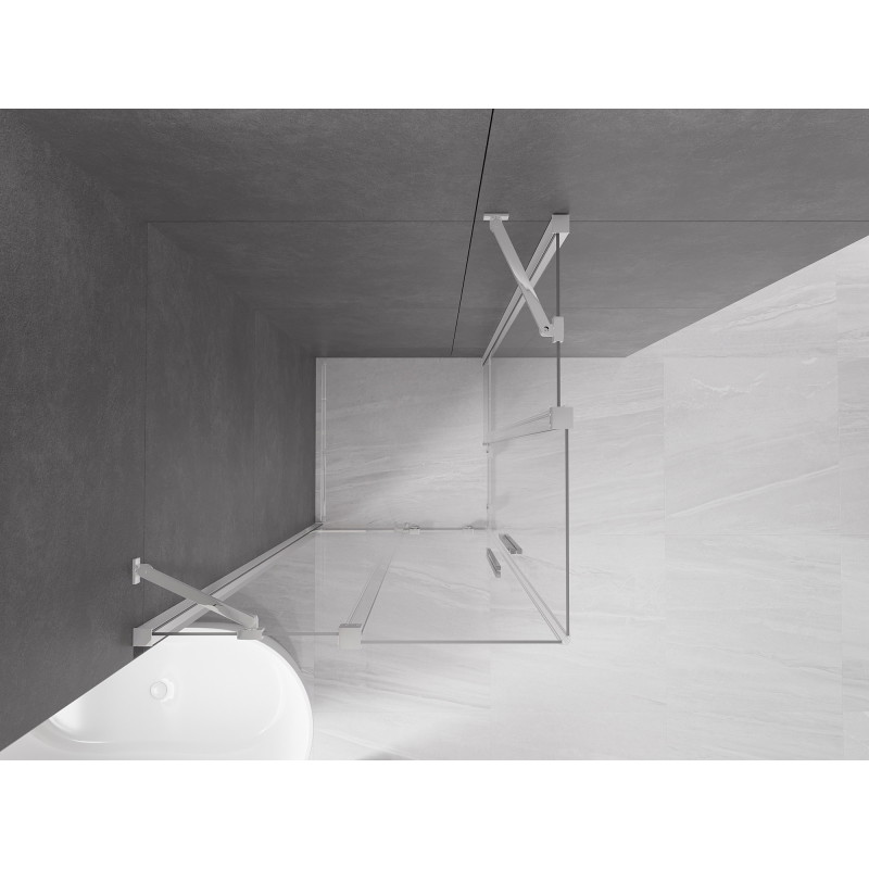 Mexen Velar Dvišlankstelinė dušo kabina 100 x 100 cm, permatoma, chromuota - 871-100-100-02-01