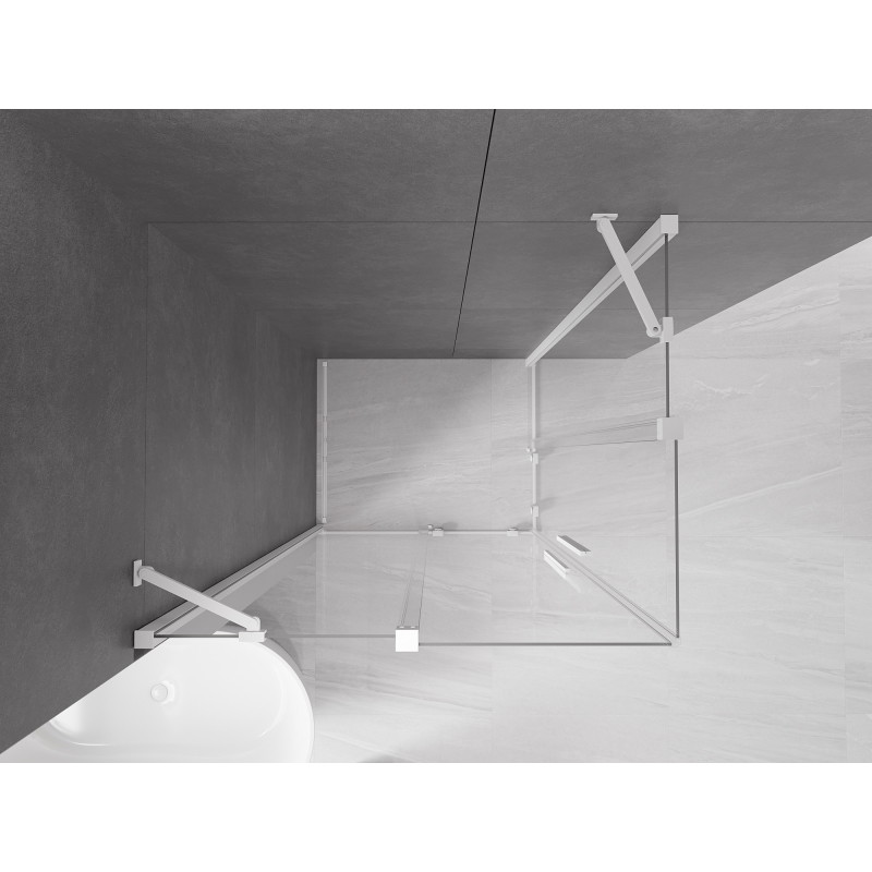 Mexen Velar Dviguba dušo kabina su slankiojančiomis durimis 100 x 90 cm, skaidri, balta - 871-100-090-02-20