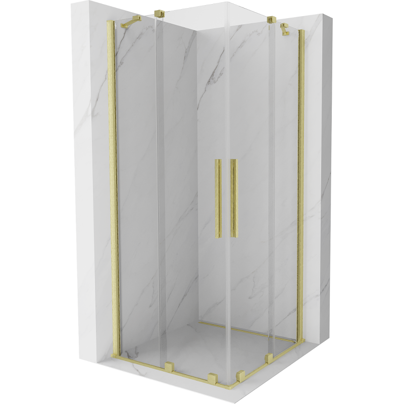Mexen Velar Duo slankiojanti dušo kabina 80 x 80 cm, skaidri, auksinė šlifuota - 871-080-080-02-55