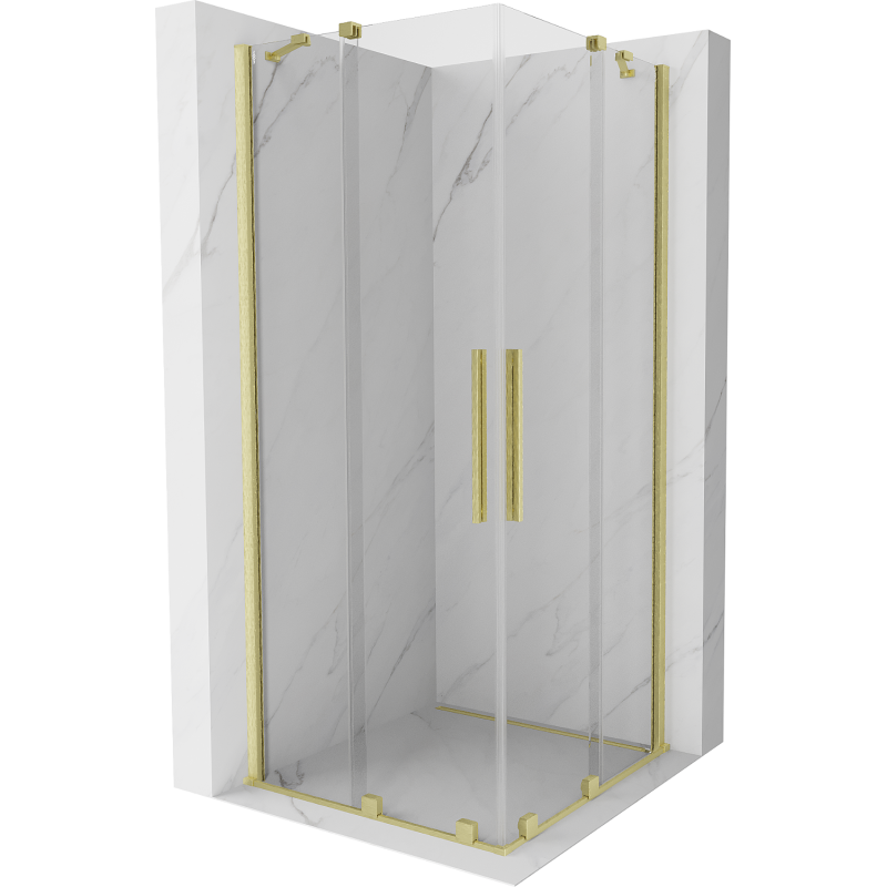 Mexen Velar Duo stumdoma dušo kabina 80 x 80 cm, Skaidrus, šlifuotas auksas - 871-080-080-02-55