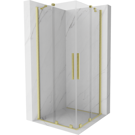 Mexen Velar Duo stumdoma dušo kabina 90 x 90 cm, Skaidrus, šlifuotas auksas - 871-090-090-02-55