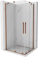 Mexen Velar Dviguba slankiojanti dušo kabina 100 x 90 cm, permatoma, rožinis auksas - 871-100-090-02-60