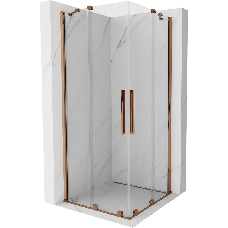 Mexen Velar Duo stumdomoji dušo kabina 80 x 80 cm, skaidri, rožinis auksas - 871-080-080-02-60