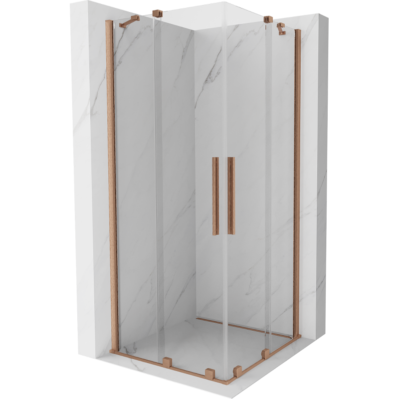 Mexen Velar Duo stumdomas dušo kabina 90 x 90 cm, skaidrus, šepečiu valytas varis - 871-090-090-02-65