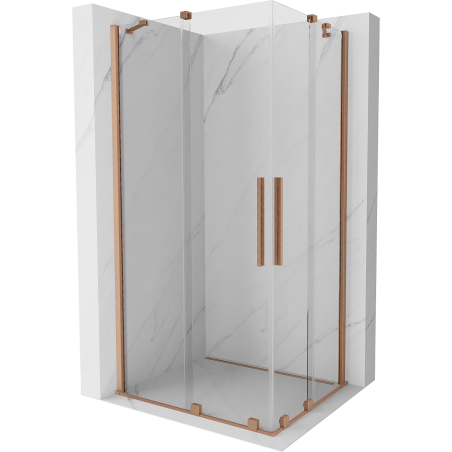 Mexen Velar Duo stumdomas dušo kabina 90 x 80 cm, skaidri, šlifuotas varis - 871-090-080-02-65