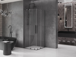 Mexen Velar Duo slankiojama dušo kabina 90 x 90 cm, skaidri, šlifuota ginklo pilka - 871-090-090-02-66