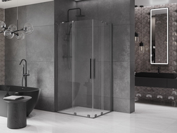 Mexen Velar Duo stumdoma dušo kabina 90 x 80 cm, Skaidrus, gun gray šlifuotas - 871-090-080-02-66
